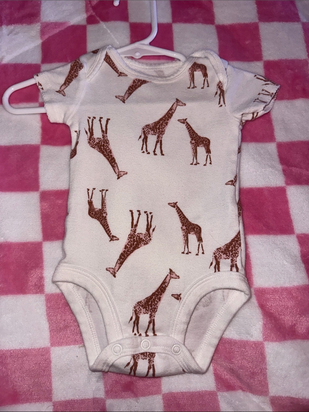 Carter's Cream Bodysuit with Brown Giraffe Print